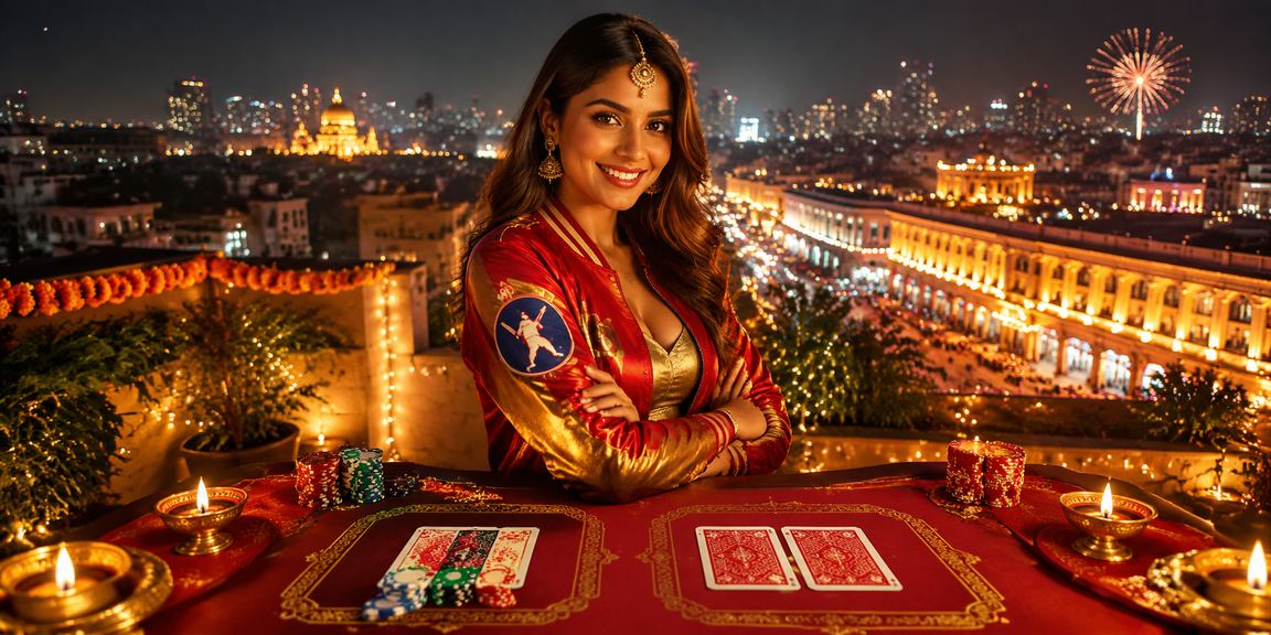 Festive promotional banner featuring Diwali celebration in Delhi