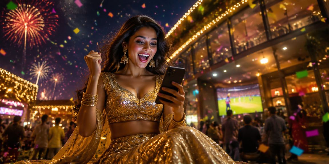 Vibrant cricket betting promotion with festive colors